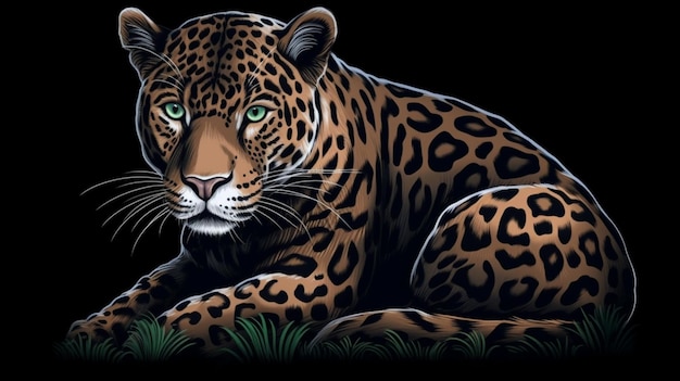 Jaguar con sfondo nero illustrazione 5