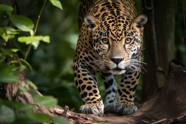 Jaguar in arrivo Wild Feline faccia Generate Ai