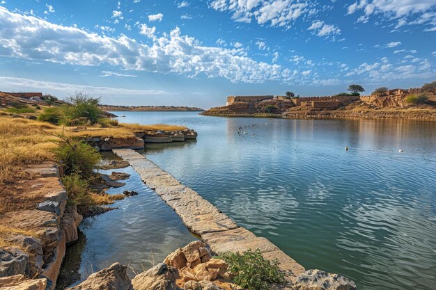 Jaisalmer Rajasthan Gadi Sagar Lago serbatoio d'acqua per la città