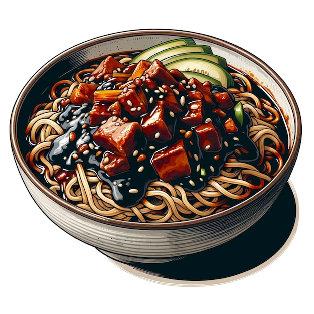 Jajangmyeon illustrazione di un tipico cibo sudcoreano