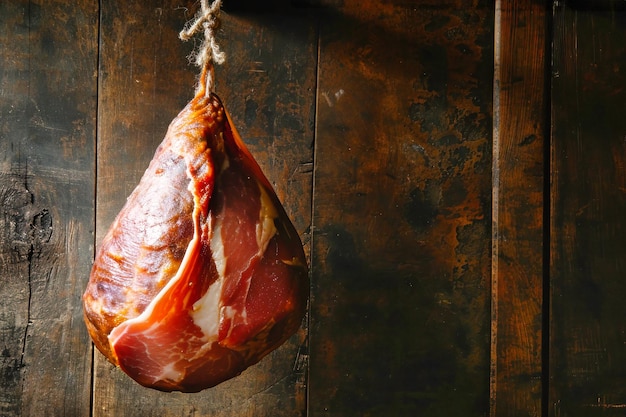 Jamon appena appeso Un primo pezzo di carne pronto per il mercato