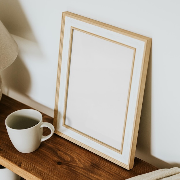 Japandi cornice png mockup disegno in legno