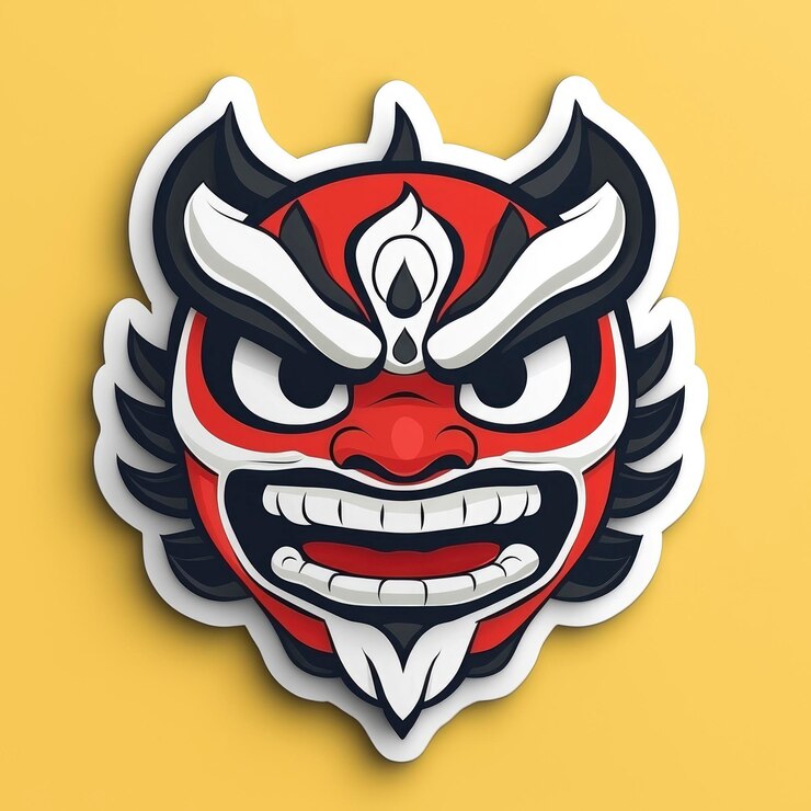 Photo japanese demon mask illustration