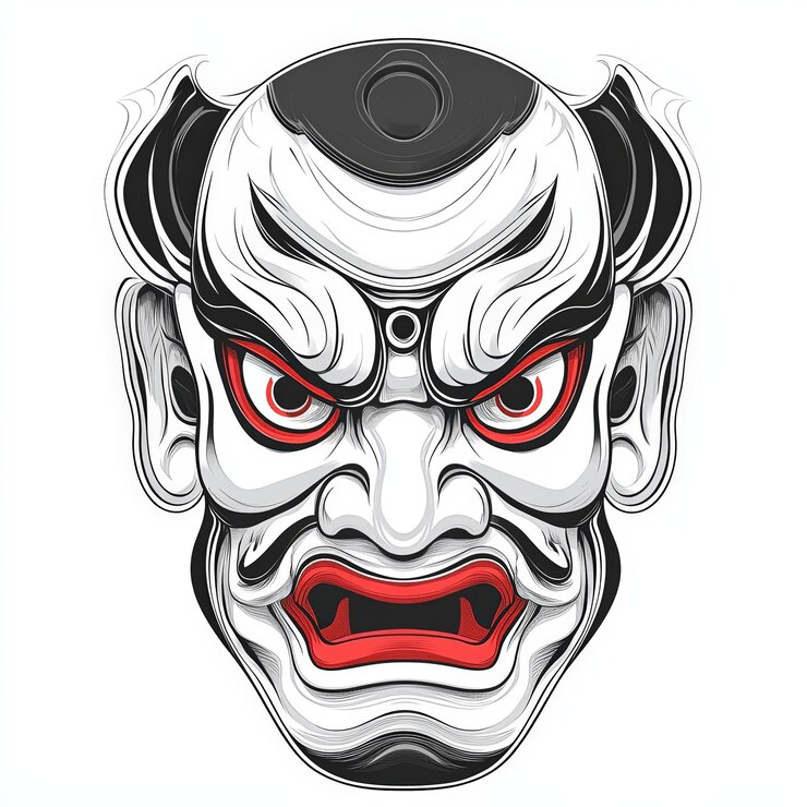 Photo japanese oni mask illustration