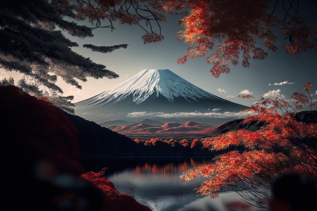 Japans vista del parco nazionale Fuji in autunno