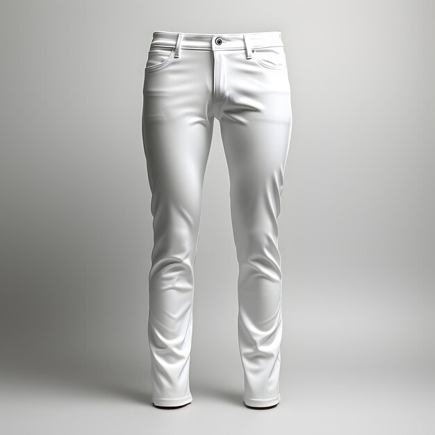 Jeans bianchi isolati sullo sfondo dello studio Pantaloni denim bianchi
