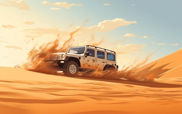 Jeep 4x4 fuoristrada dune bashing IA generativa