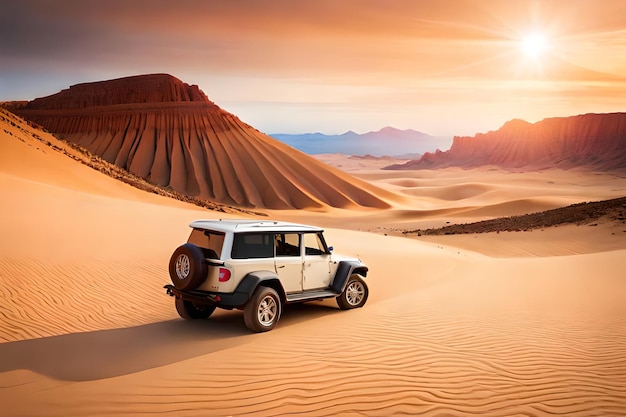 Jeep che guida nel deserto