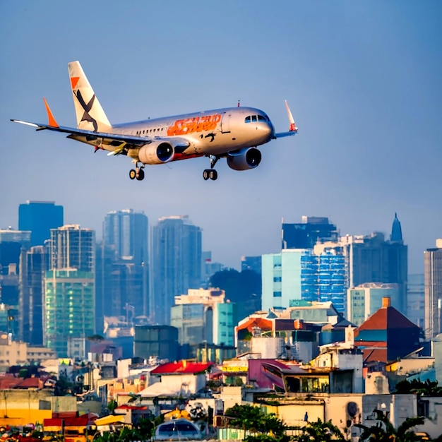 Jetstar Pacific Airlines Airbus A320 atterrando all'aeroporto di Tan Son Nhat SGN AI_Generated