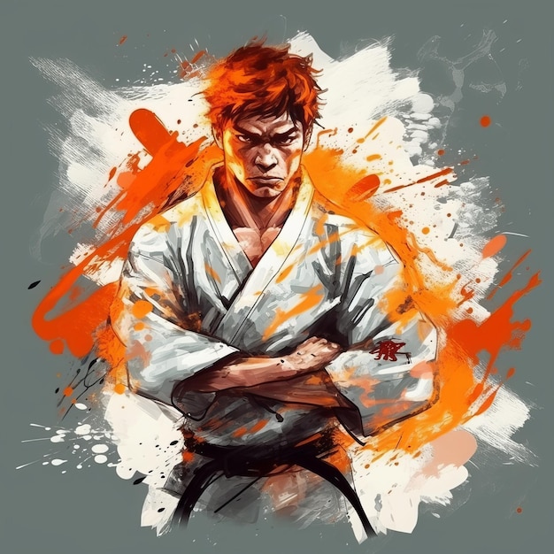 Jiu Jitsu Fighter in uno stile AnimeManga pronto a colpire