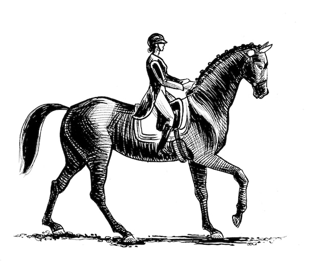 Jockey a cavallo Disegno in bianco e nero