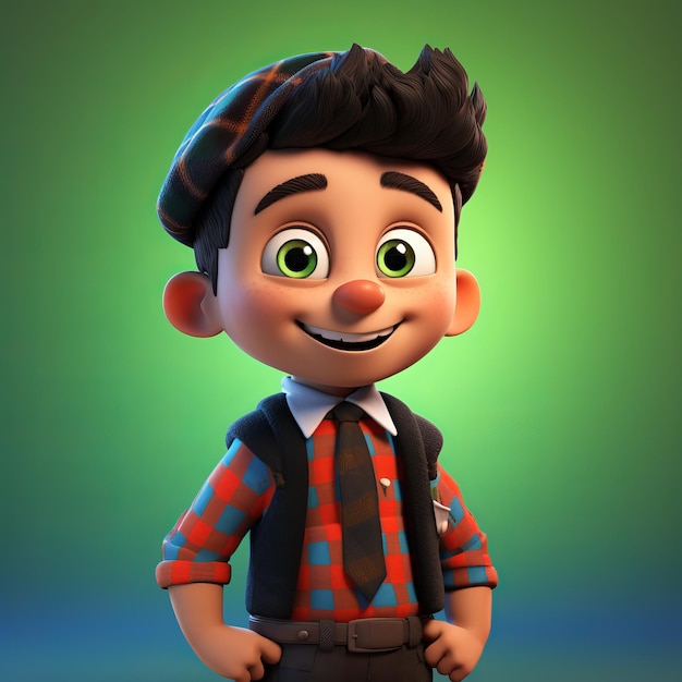 Joe Boy Cartoon 1 Un rendering 3d con un mashup di stili