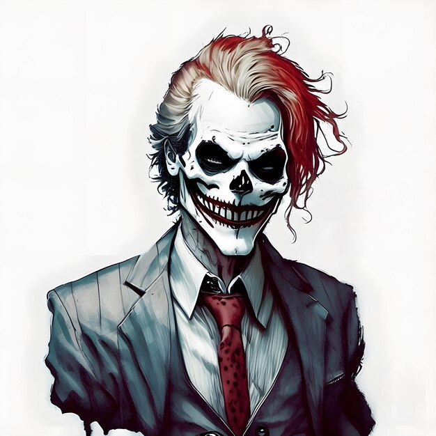 Joker cranio disegno artistico di Halloween Generative AI