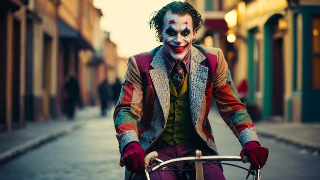 Joker d'epoca su una bicicletta classica