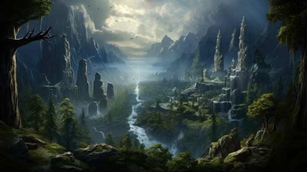 Jotunheim Regno dei Giganti della Fantasia della Mitologia Norrena e del Paesaggio della Mitologia Vichinga
