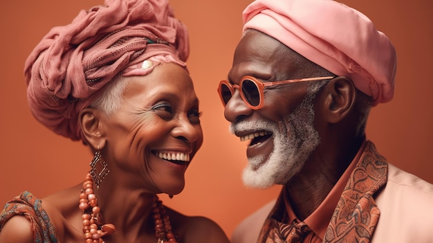 Joyful Elderly Love La coppia africana condivide risate e felicità Generative ai