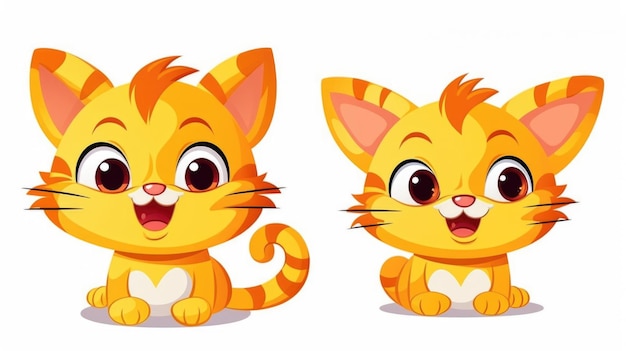 Joyful Kitty Whiskers Un gatto colorato Cartoon Smile