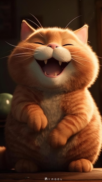 Joyful Pixar Moment Super Cute Laughing Ginger Cat