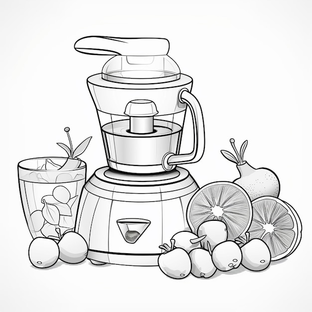 Juicer bambini pittura disegnato a mano carino libro da colorare kawaii linea d'arte