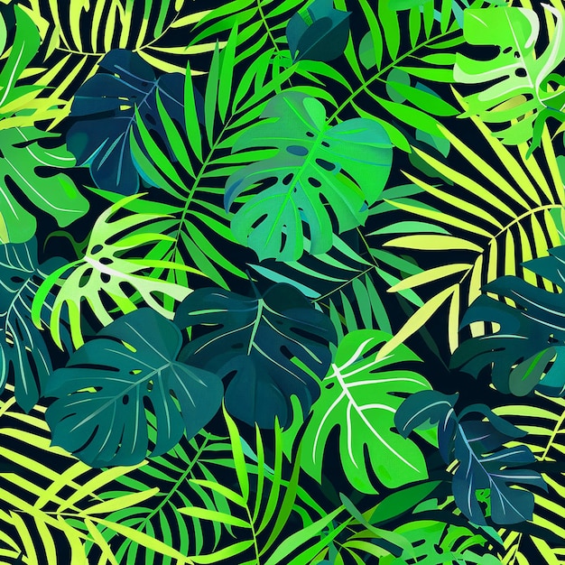 Jungle Pattern Design per lo sfondo Social Media Industria dell'imballaggio e media digitali