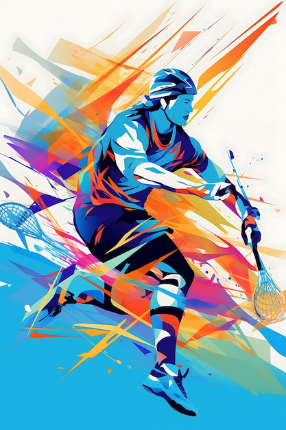 K1 Lacrosse Velocità e Agilità Schema di colori vibrante ed energico Poster artistico sportivo 2D piatto