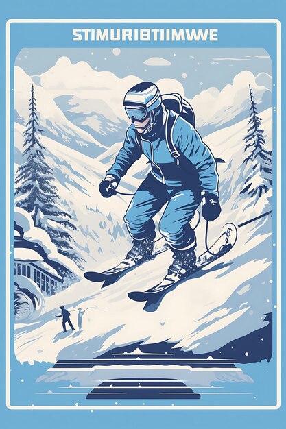 K1 Snowshoe Racing Avventura invernale e resistenza Cool Color Sche Flat 2D Sport Art Poster