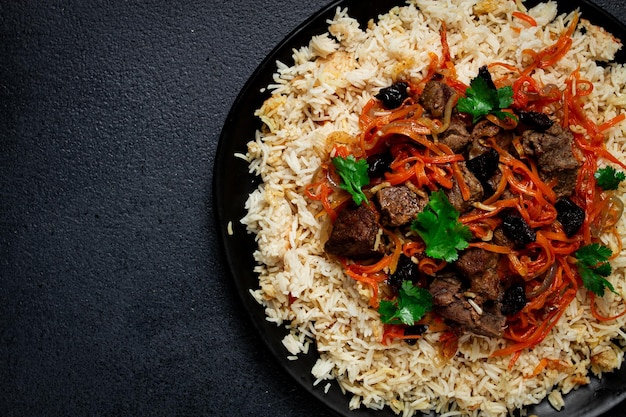 Kabuli pulao pilaf il piatto nazionale dell'Afghanistan riso con carne fatto in casa nessun popolo