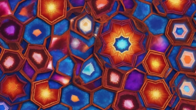 Kaleidoscopio disegno geometrico esagonale di materiali stampati e tessili