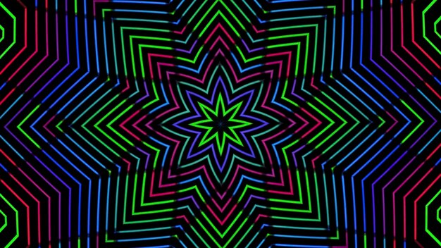 Kaleidoscopio multicolore con modelli astratti che cambiano colori e dimensioni delle forme animazione