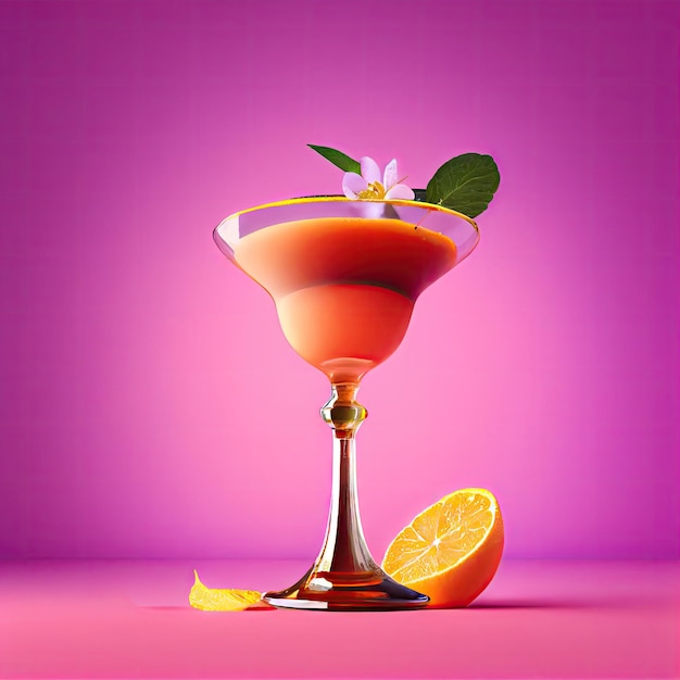 Kamikaze Cocktail su sfondo rosa Strong Party Coctail Bar Drink Illustrazione generativa astratta dell'IA