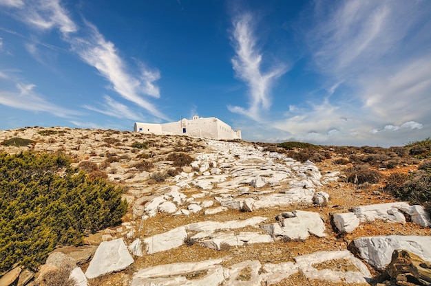 Kastro nell'isola di Sikinos in Grecia