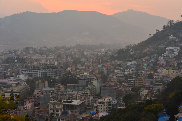 Kathmandu capitale durante il tramonto, Nepal