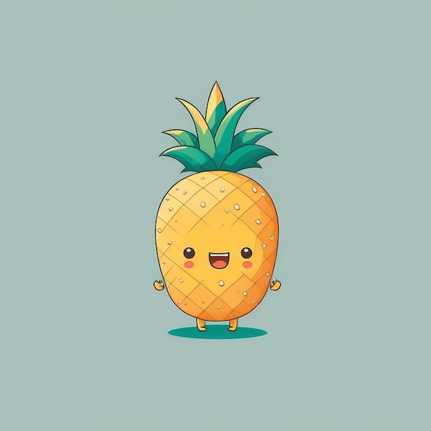 Kawaii ananas verdure divertenti personaggio dei cartoni animati illustrazione vettoriale