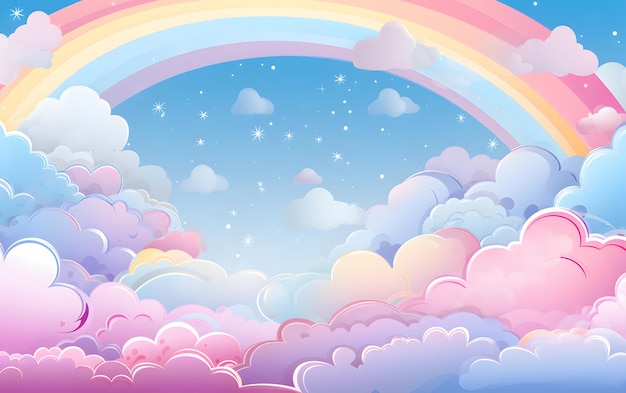 Kawaii astratto sfondo colorato dell'arcobaleno del cielo