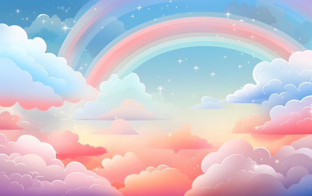 Kawaii astratto sfondo colorato dell'arcobaleno del cielo