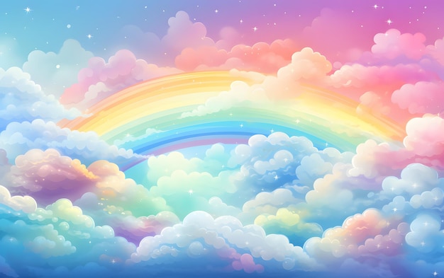 Kawaii astratto sfondo colorato dell'arcobaleno del cielo