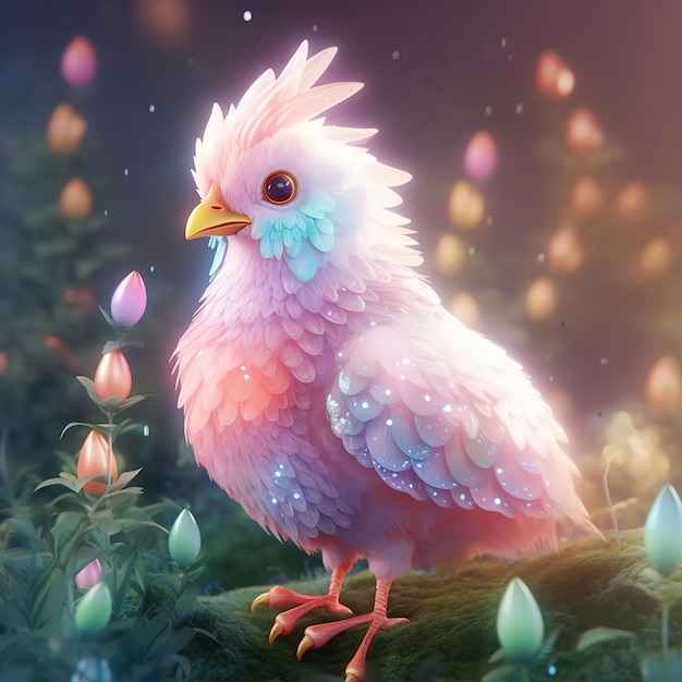 Kawaii fantasia illustrazione di pollo ai generativa