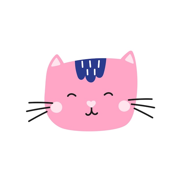 Kawaii gattini faccia vector carino per clip art adesivi stampabili e illustrazioni digitali per animali domestici