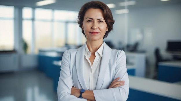 Kazakistan matura imprenditrice in piedi relax in ufficio