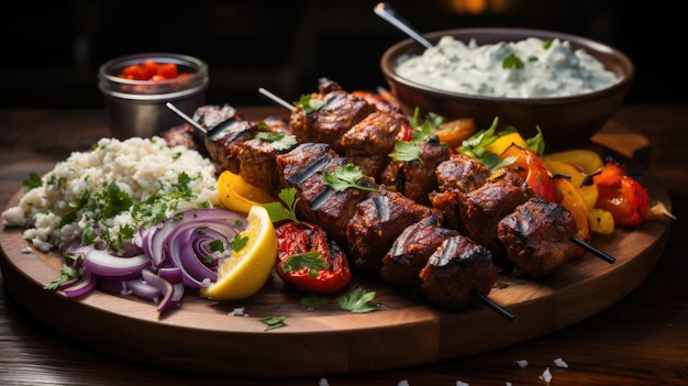 Kebab appena cucinati, alla griglia, perfettamente grigliati per un delizioso pasto.