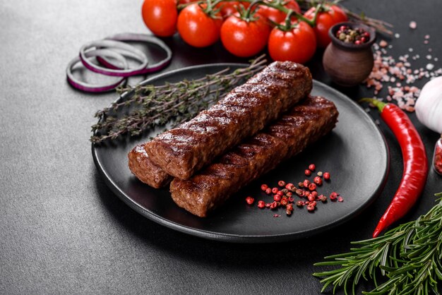 Kebab fresco e gustoso alla griglia con spezie ed erbe aromatiche