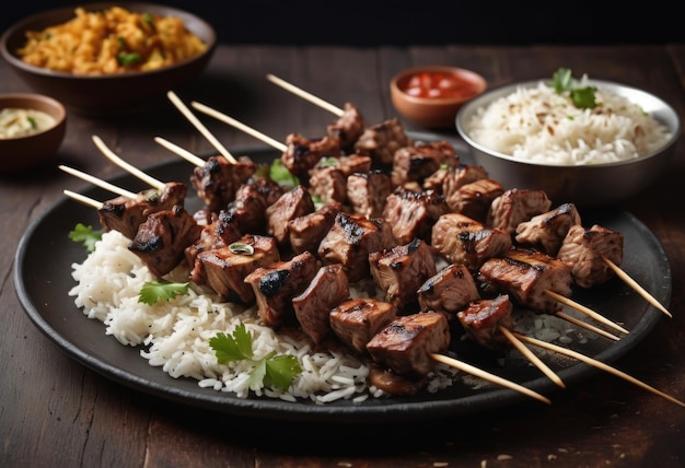 Kebab Spicci grigliati di carne marinata come i kebab di agnello seekh