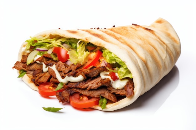 Kebab turco isolato del doner su fondo bianco