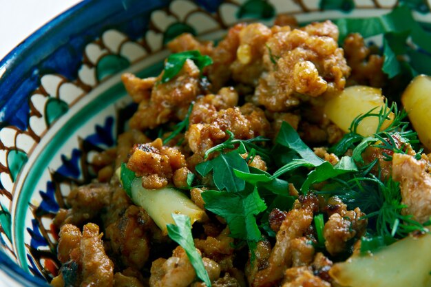 Keema - tradizionale piatto di carne dell'Asia meridionale. Carne macinata.