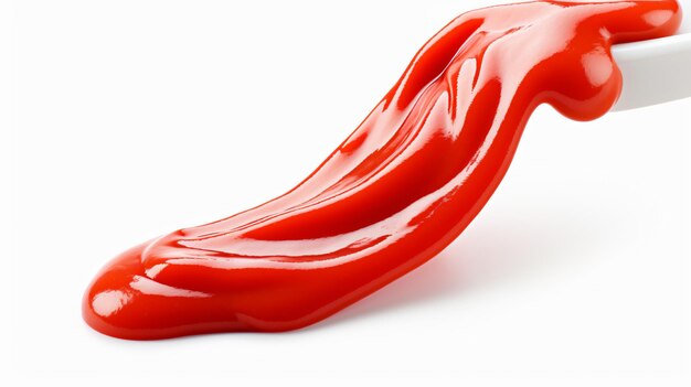 Ketchup con percorso di taglio isolato su sfondo bianco