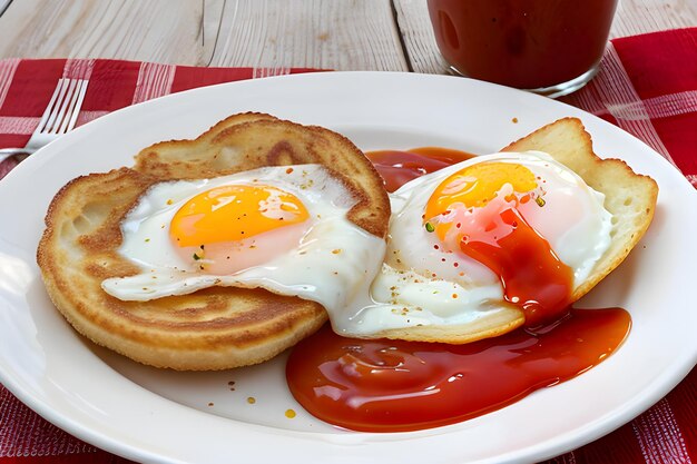 ketchup per colazione con uova fritte