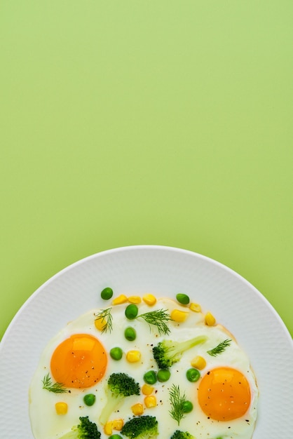 Keto dieta uova fritte broccoli mais piselli aneto spezie cucinare dagli avanzi