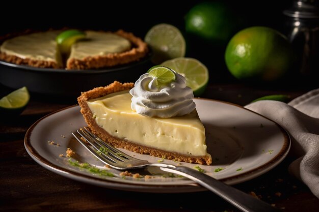 Key Lime Pie Piece su un piatto IA generativa