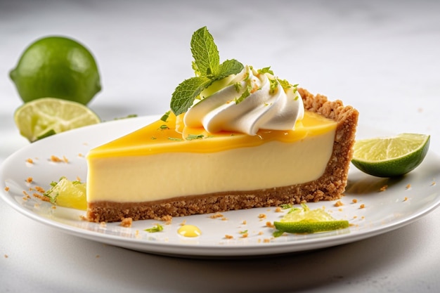 Key Lime Pie Piece su un piatto IA generativa