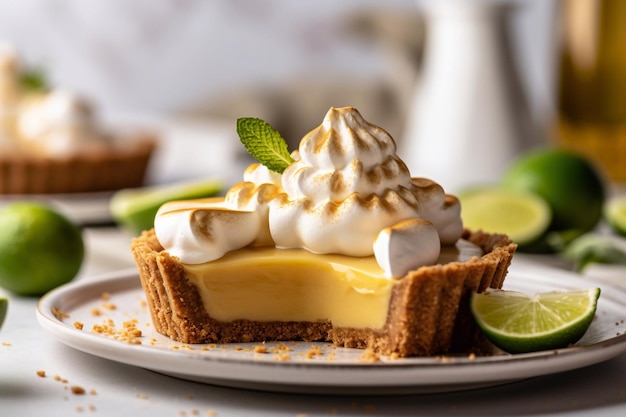 Key Lime Pie su un piatto IA generativa